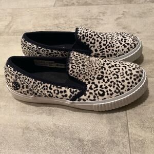 Timberland Slip On Sneakers Skyla Bay Leopard Print Leather Casual  7.5